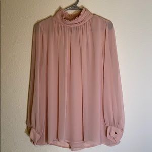 Vince Camuto Ruffle Mock Neck Blouse, Roses Flush